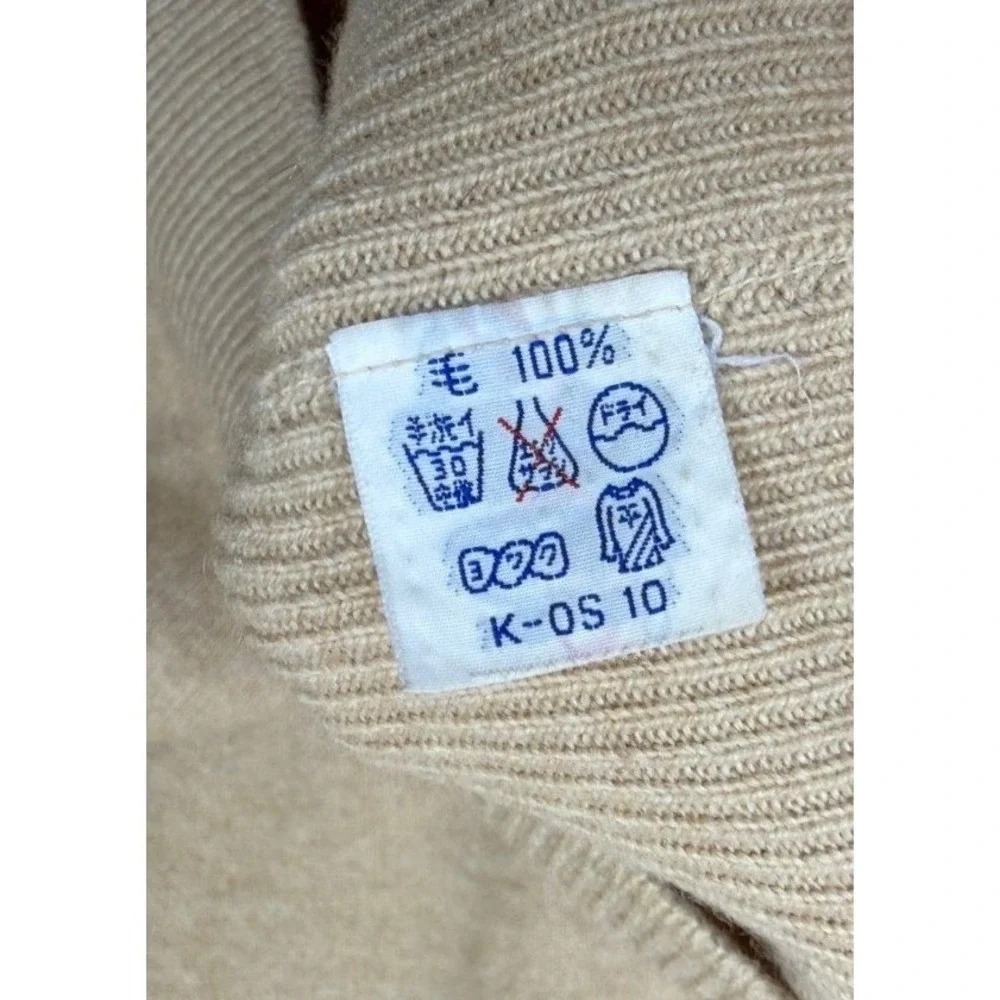 Mitsukoshi Thermal Set Mens L Beige Wool Henley Top Leggings‎ Long Johns Japan